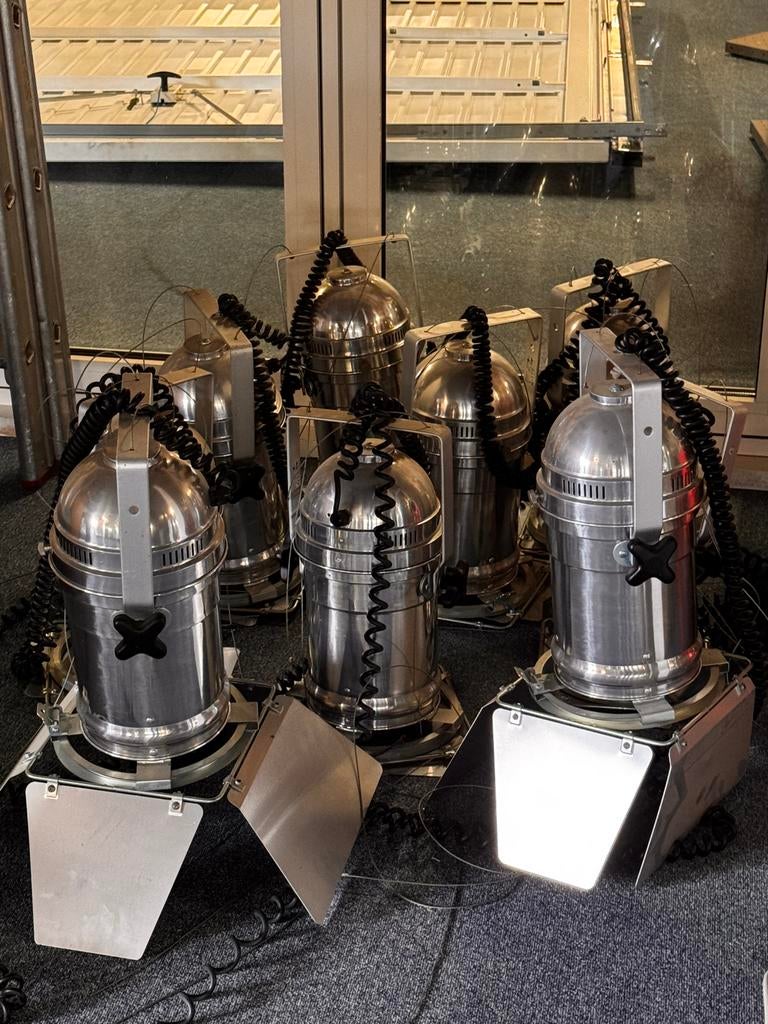 Partij Professionele Theaterspots/Studiolampen (met kleppen), Huis en Inrichting, Lampen | Spots, Gebruikt, Plafondspot of Wandspot