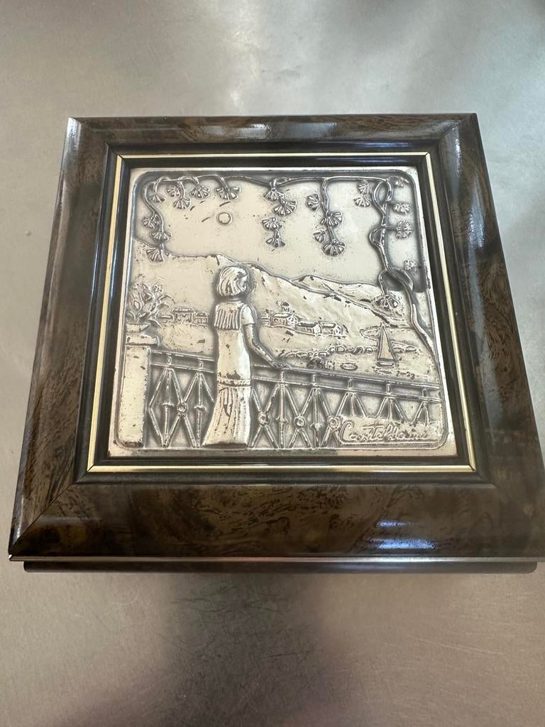 Antiek doosje met 925 zilveren inleg, Ophalen of Verzenden