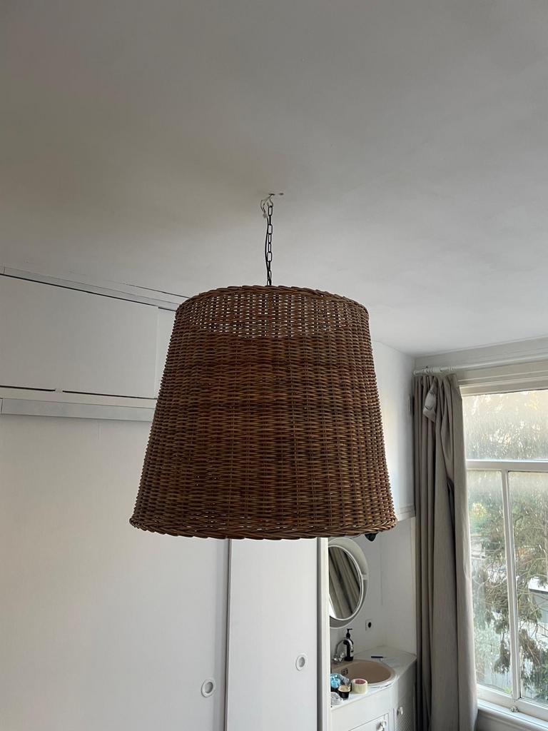 Grote rieten lampenkap, Huis en Inrichting, Lampen | Lampenkappen, Ophalen, Gebruikt, Bruin, 50 cm of meer
