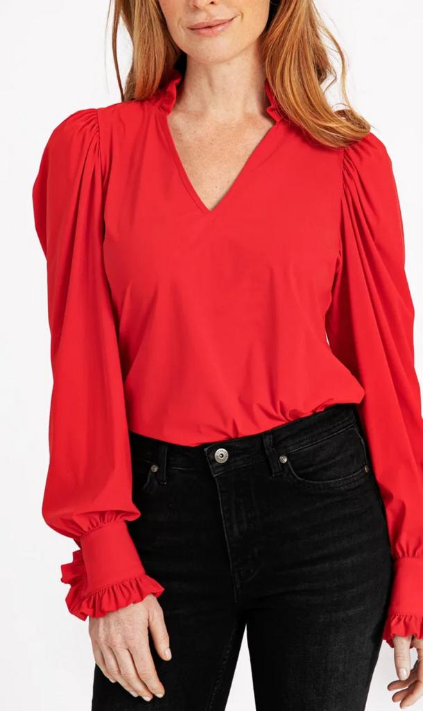 Studio anneloes rosella blouse XXL rood travelstof, Maat 46/48 (XL) of groter, Ophalen of Verzenden, Zo goed als nieuw, Rood