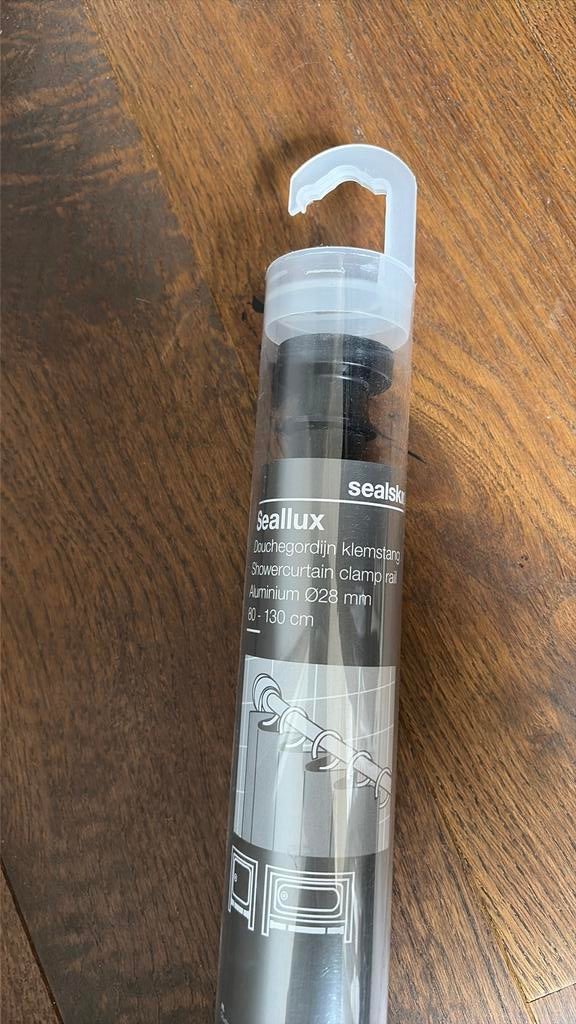 Seallux Douchegordijn klemstang zwart (80-130cm), Ophalen, Nieuw, Zwart