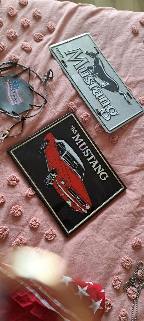 Mustang lijstje usa vlaggetjes Metaal bord mustang, Ophalen of Verzenden