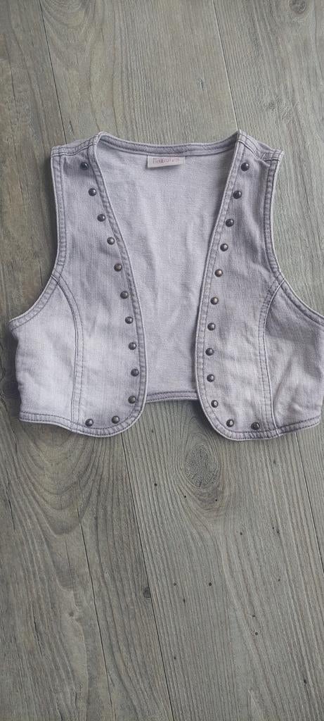 Lichtgrijs spijker giletje maat 128 Bon'a parte, Meisje, Ophalen of Verzenden, Zo goed als nieuw, Trui of Vest