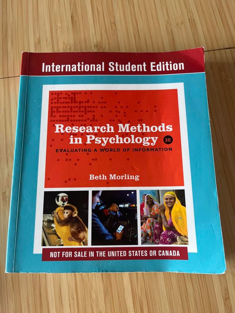 Research Methods in Psychology - Beth Morling (3e editie), Ophalen of Verzenden, Gelezen