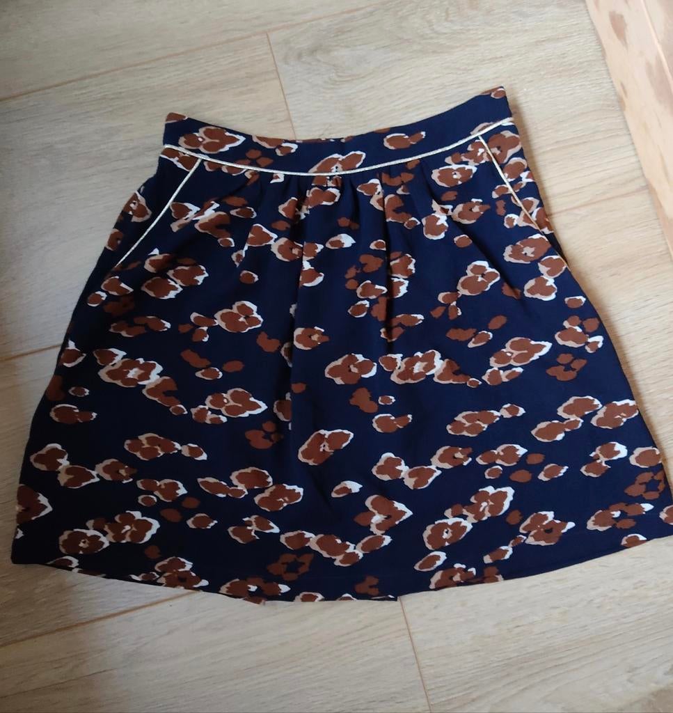 Donkerblauw rokje met gouden details en zakken- mt 36, Kleding | Dames, Rokken, Zo goed als nieuw, Maat 36 (S), Boven de knie