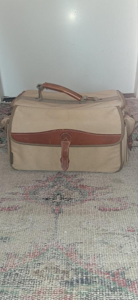 Vintage Canvas en Leren Cameratas - Beige, Audio, Tv en Foto, Fotografie | Fototassen, Ophalen of Verzenden, Gebruikt, Schoudertas