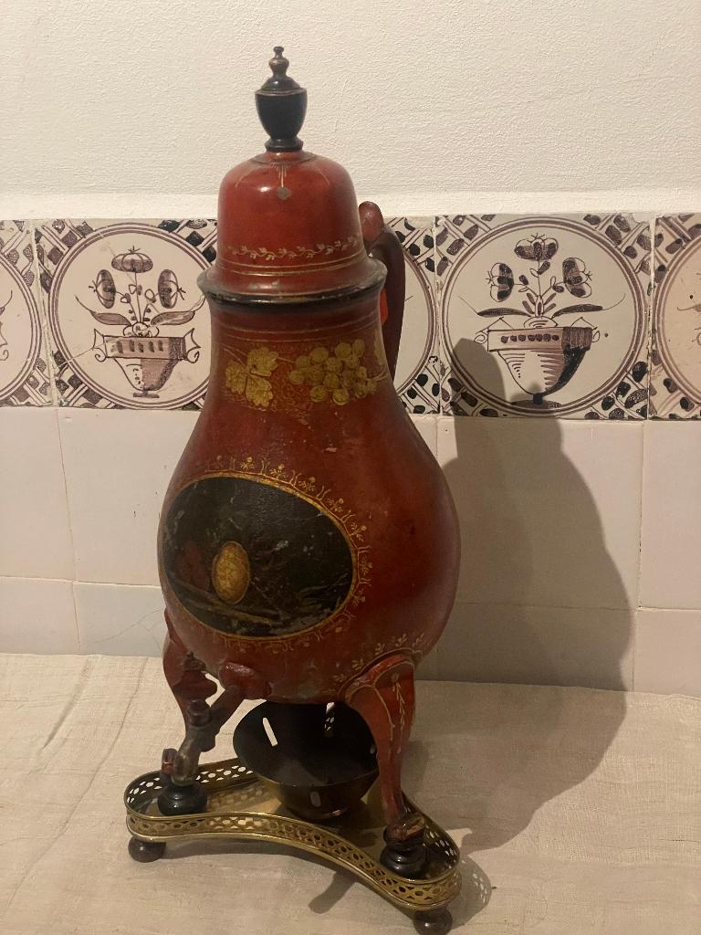 grote gelakte tinnen kraantjeskan koffiekraankan kraankan, Ophalen of Verzenden