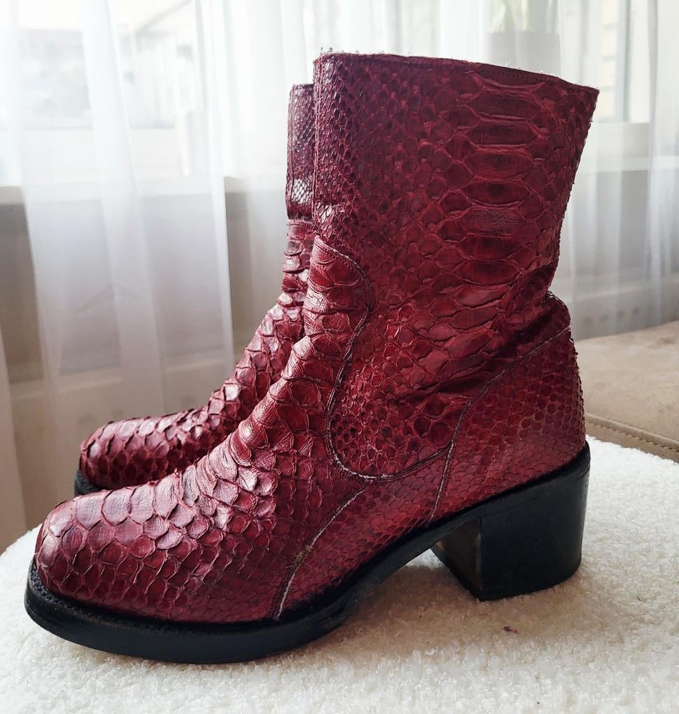 Tony Mora rode python leren enkellaarzen mt 40, Lage of Enkellaarzen, Ophalen of Verzenden, Gedragen, Tony mora