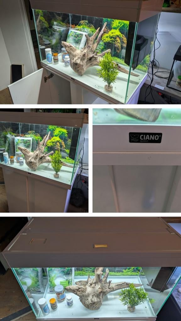 Ciano aquarium met kast, shoptegoed en startpakket 128 L, Ophalen, Leeg aquarium