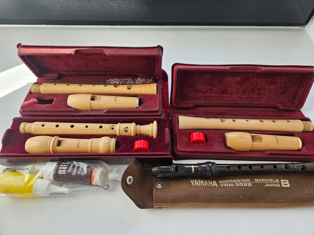 Blokfluit verzameling 4 stuks. 3x Moeck 1x Yamaha, Ophalen of Verzenden