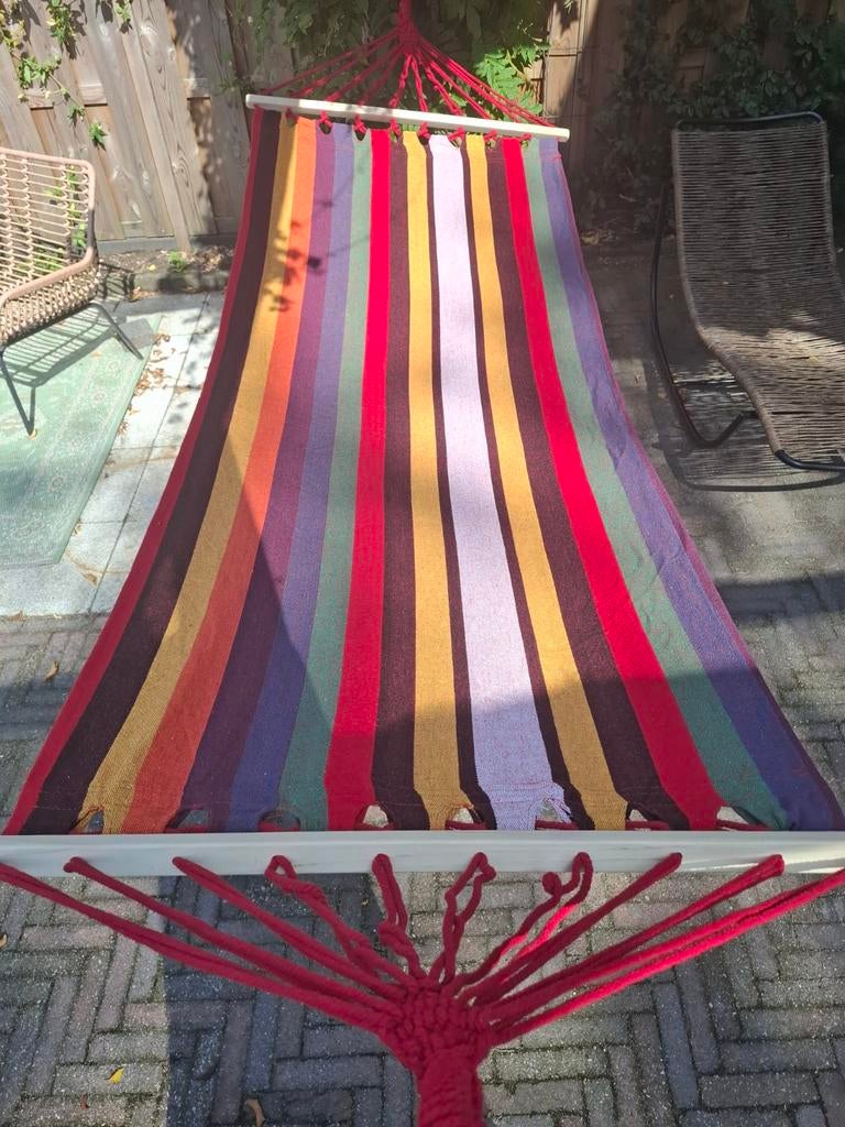 Vrolijke éénpersoons hangmat *NIEUW*, Tuin en Terras, Hangmatten, Opvouwbaar, Nieuw, Ophalen of Verzenden, Eenpersoons