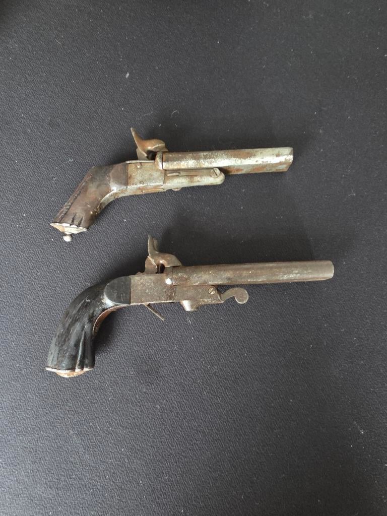 Antiek penvuur pistool voor 1870 twee stuks, Ophalen of Verzenden
