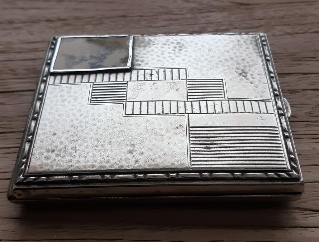 verzilverd sigarettendoosje doosje jaren 30 art deco, Ophalen of Verzenden