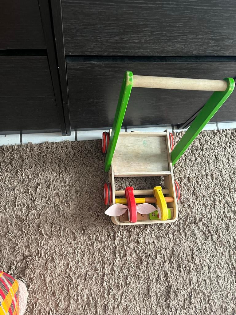 Houten loopwagen met activiteiten voor baby's, Kinderen en Baby's, Speelgoed | Babyspeelgoed, Ophalen of Verzenden, Gebruikt, Overige typen