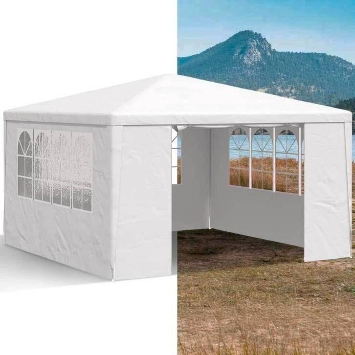 Partytent, Paviljoen, 4x4, opvouwbaar, Met Zijwanden, Wit, Tuin en Terras, Partytenten, Opvouwbaar, Partytent, Nieuw, 4 tot 6 meter