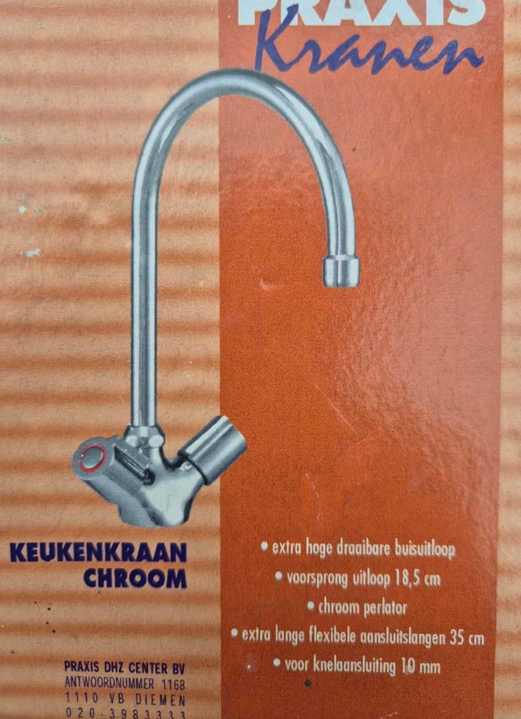 Keukenkraan Chroom - Nieuw in Verpakking, Ophalen of Verzenden, Nieuw, Chroom, Kraan