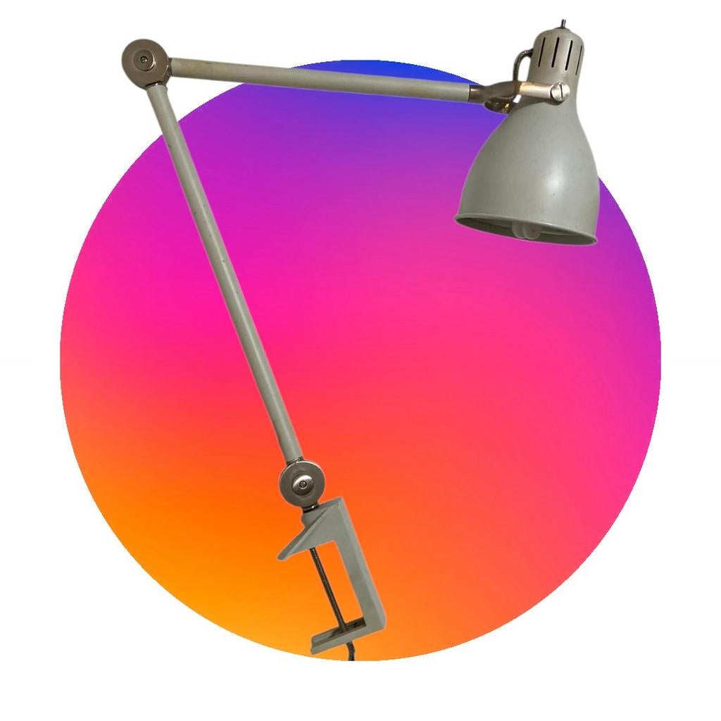 Vintage Ikea klemlamp jaren 70 bureaulamp grijs offwhite, Ophalen, Gebruikt, Nvt, Metaal