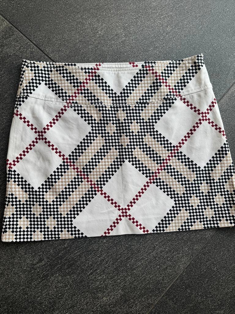 Vintage 2004 Burberry katoenen mini rokje met tartan patroon, Maat 38/40 (M), Wit, Ophalen of Verzenden, Zo goed als nieuw