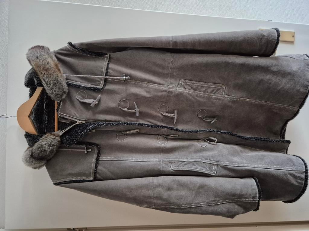 Leren winterjas, Maat 42/44 (L), Ophalen of Verzenden, Zo goed als nieuw, Grijs