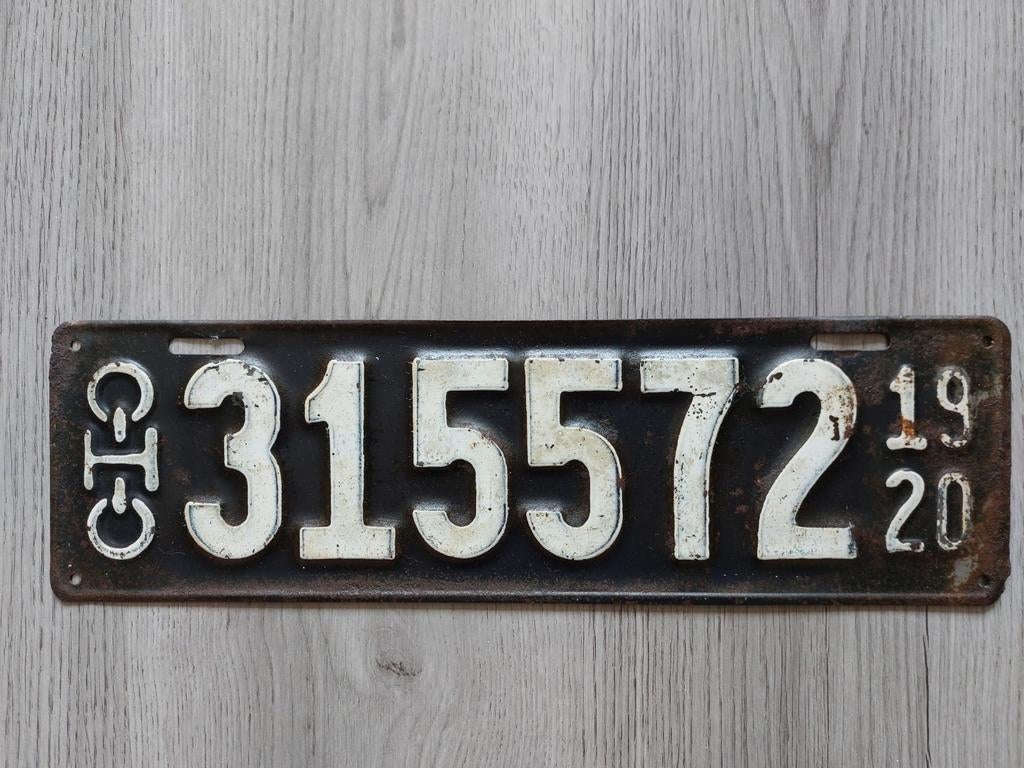 Kentekenplaat 1920 Ohio USA Nummerplaat Nummerbord, Verzamelen, Ophalen of Verzenden, Gebruikt, Auto's