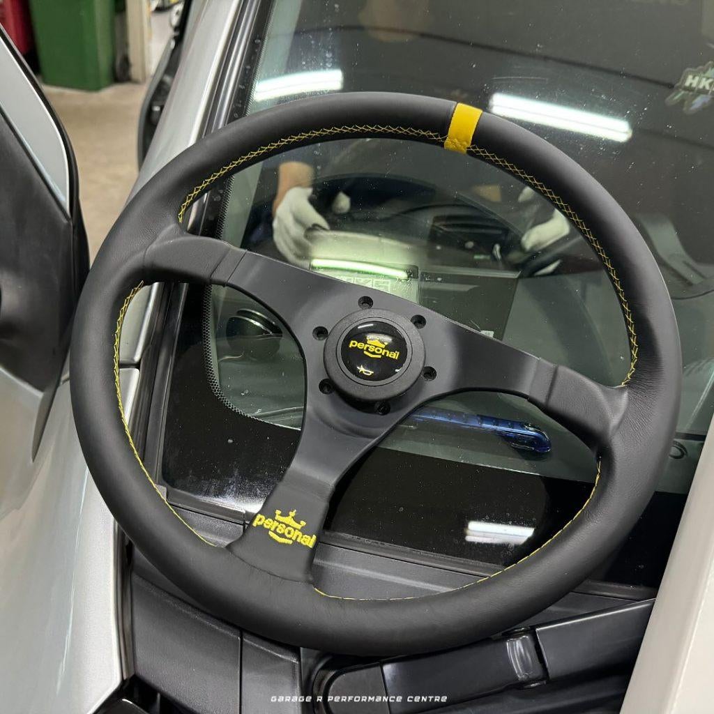 Nardi Personal Trophy leder stuur sportstuur 350mm geel, Ophalen of Verzenden