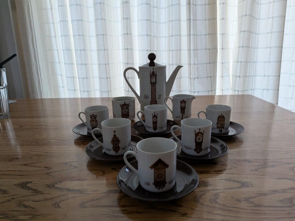 Vintage Koffieservies met Klokken Design, Ophalen of Verzenden