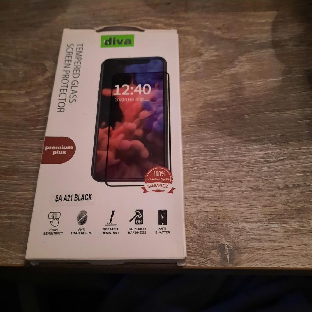 Nieuwe Diva Tempered Glass Screen Protector SA A21 Black, Telecommunicatie, Mobiele telefoons | Toebehoren en Onderdelen, Nieuw