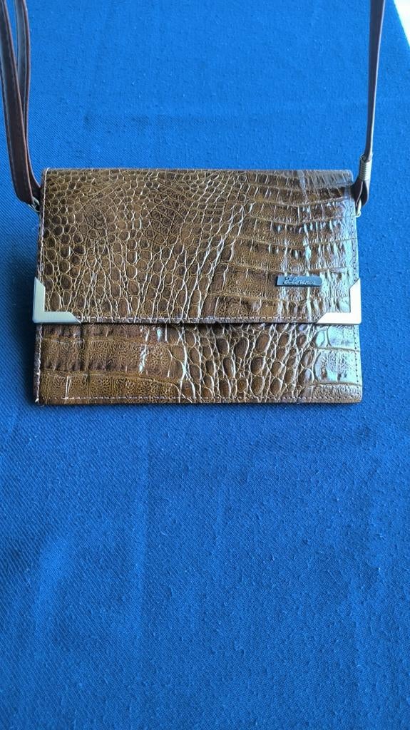 Bruin Schoudertasje met Croco Print, Ophalen of Verzenden, Gebruikt, Bruin, Schoudertasje