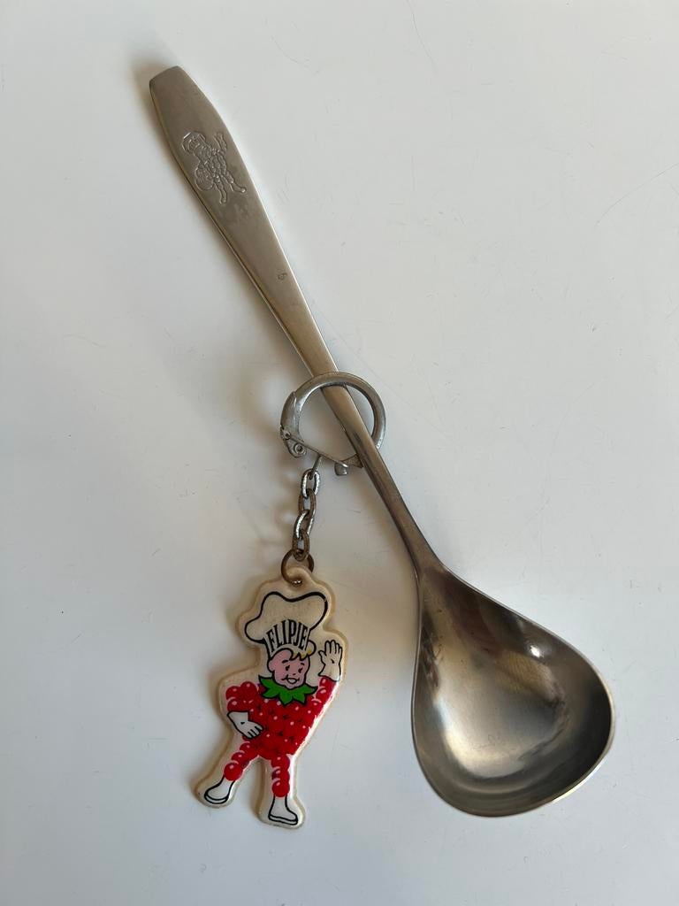 Vintage Flipje de Betuwe Marmelade Jamlepel Sleutelhanger, Ophalen of Verzenden