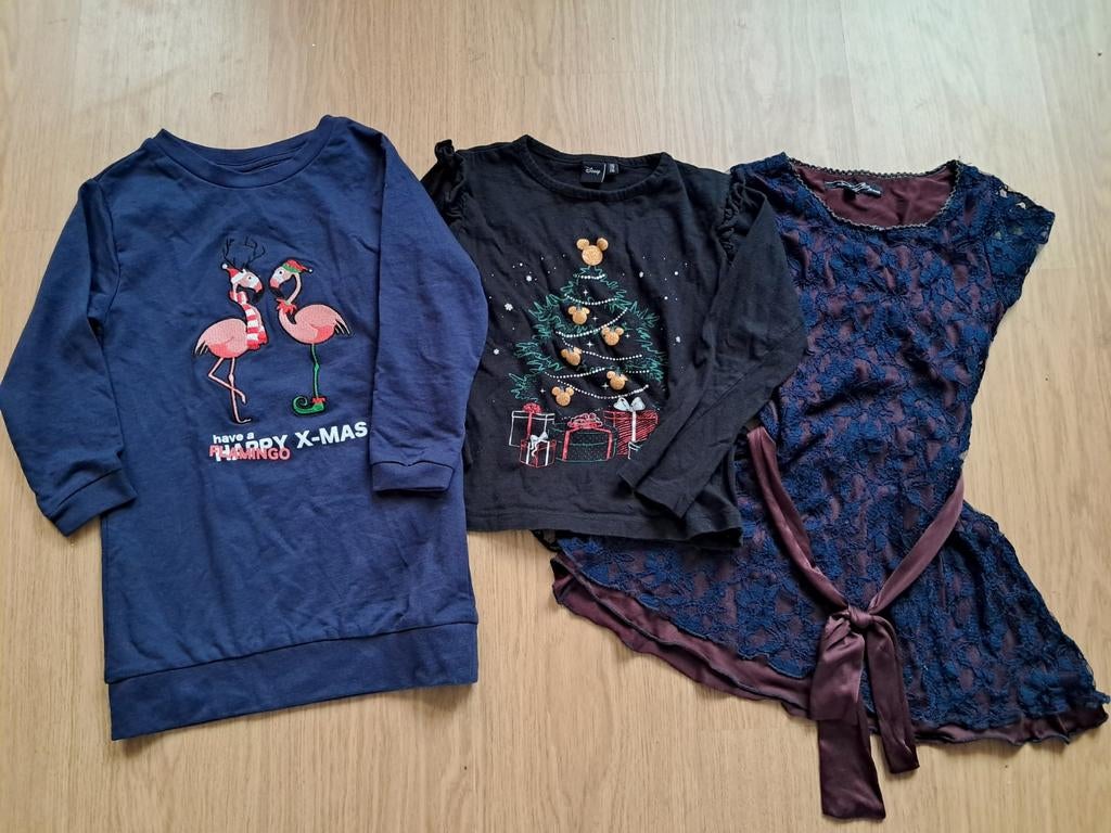 Kledingset 3 stuks kerstkleding maat 110-116, Ophalen of Verzenden, Gebruikt, Maat 110