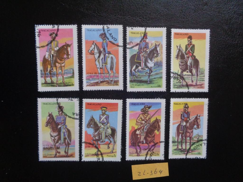 nagaland / india - soldaten te paard 1976 (zl-364), Ophalen of Verzenden, Gestempeld, Zuid-Azië