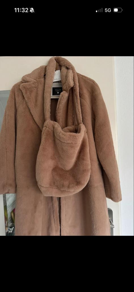 Teddy jas camel kleur maat M + bijpassende tas, Ophalen of Verzenden, Zo goed als nieuw, Maat 38/40 (M), Bruin