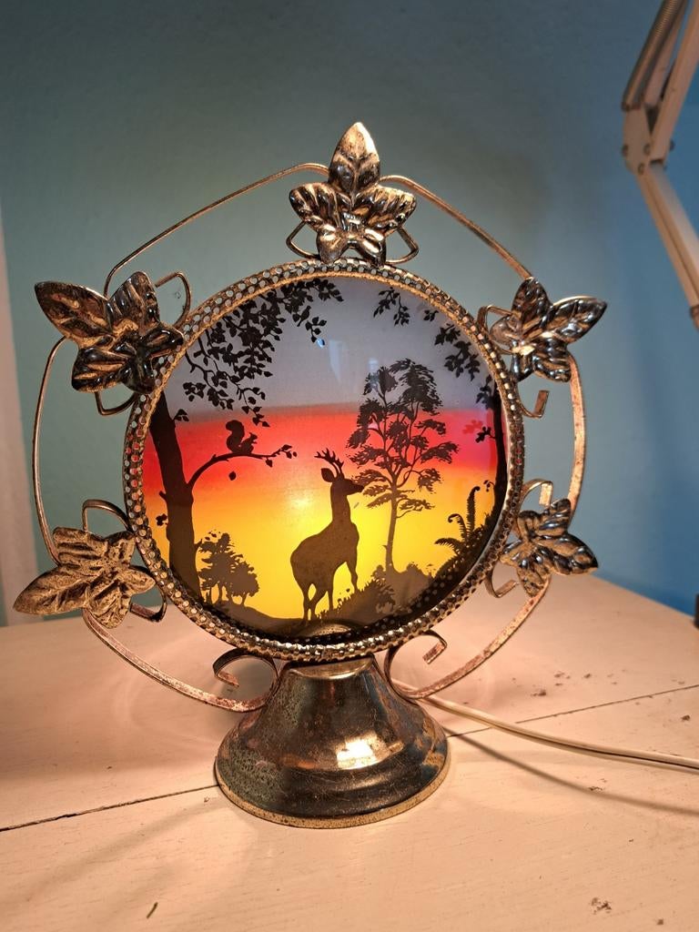 Kitsch lampje met hert., Ophalen, Gebruikt