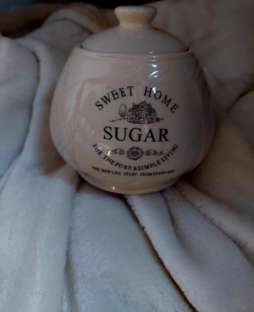 Vintage Home Sweet Home Suikerpot, Overige typen, Ophalen of Verzenden, Zo goed als nieuw, Overige stijlen