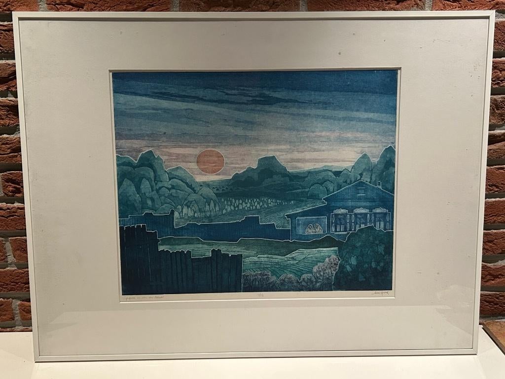 Unieke litho: Ank Spronk “Gesprek in een ver land”. #10/12., Antiek en Kunst, Kunst | Litho's en Zeefdrukken, Ophalen