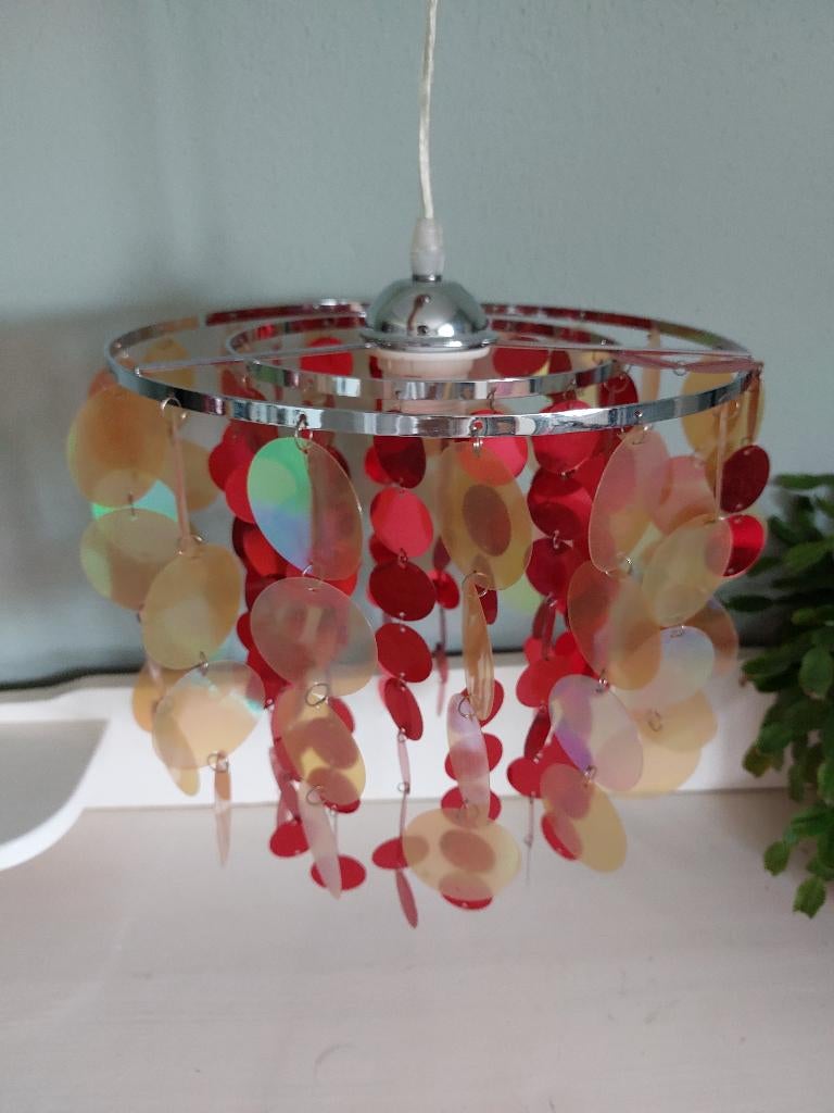 capiz spiegel lamp ibi, Huis en Inrichting, Lampen | Hanglampen, Kunststof, Gebruikt, Vintage, Ophalen of Verzenden