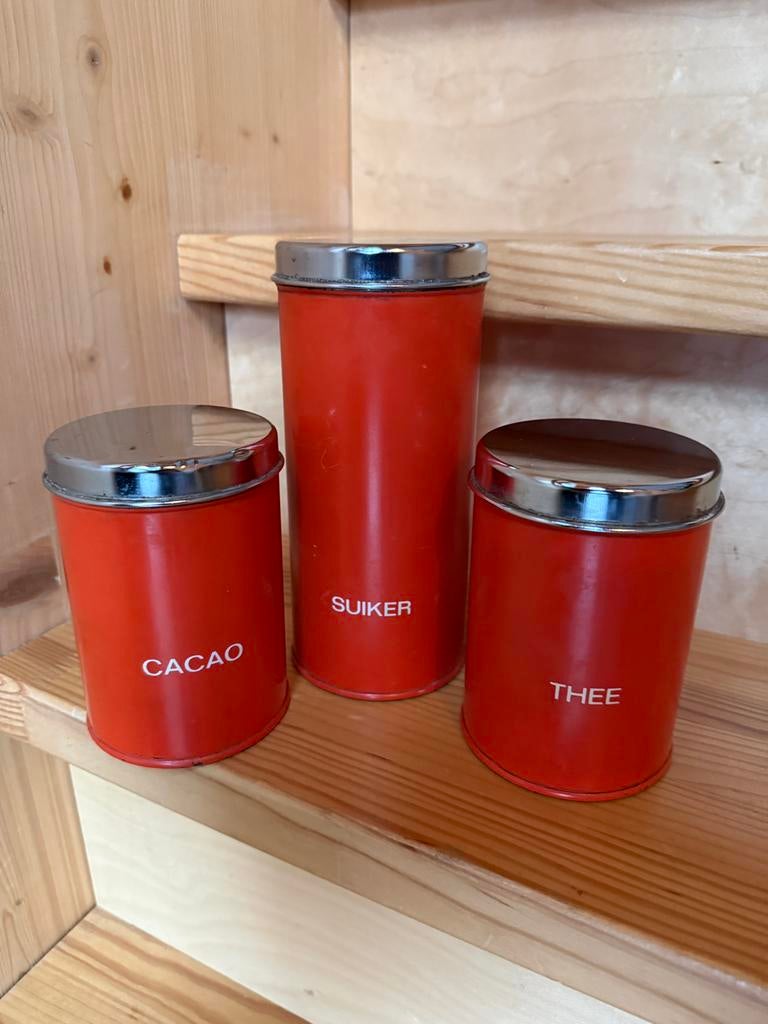Retro oranje Brabantia voorraadbussen, Ophalen of Verzenden, Huis en Inrichting