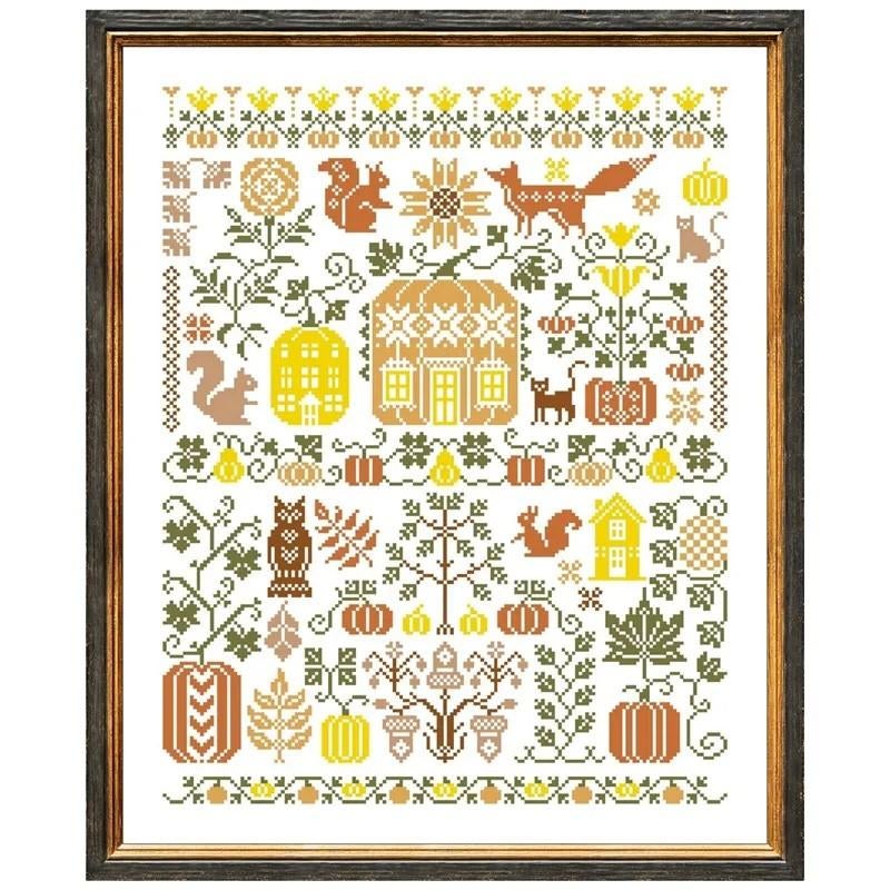Borduurpakket - Herfstbos Dieren 14CT Aida, Ophalen of Verzenden, Nieuw, Handborduren, Borduurpakket
