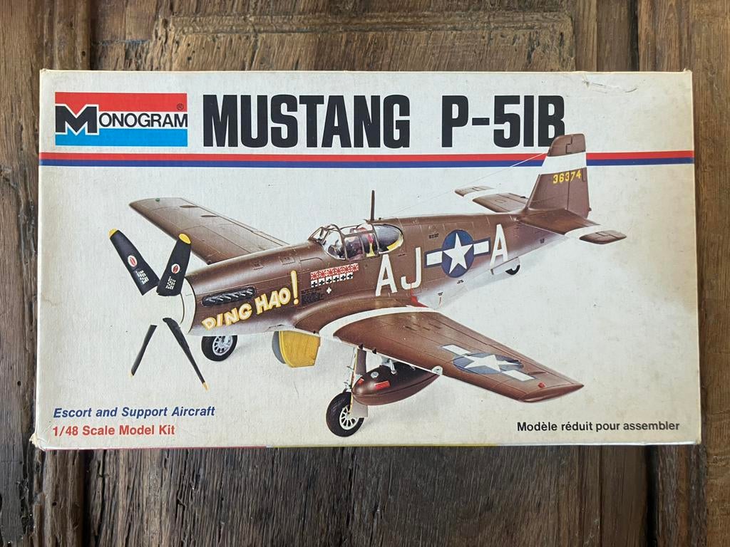 Mustang P-51B, modelbouwdoos, Monogram, 1:48, 1973,, Ophalen of Verzenden
