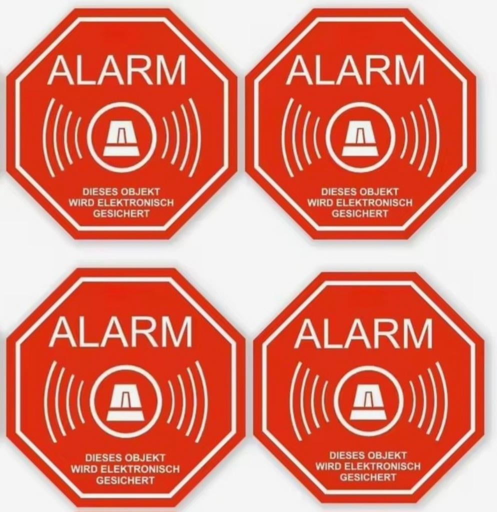 4 stuks Anti inbraak ALARM stickers, Ophalen of Verzenden, Nieuw, Detector, Sensor of Melder, Overige soorten