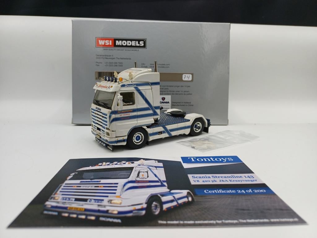 WSI Scania 143 streamline Kraayvanger, Hobby en Vrije tijd, Modelauto's | 1:50, Zo goed als nieuw, Bus of Vrachtwagen, Wsi, Ophalen of Verzenden