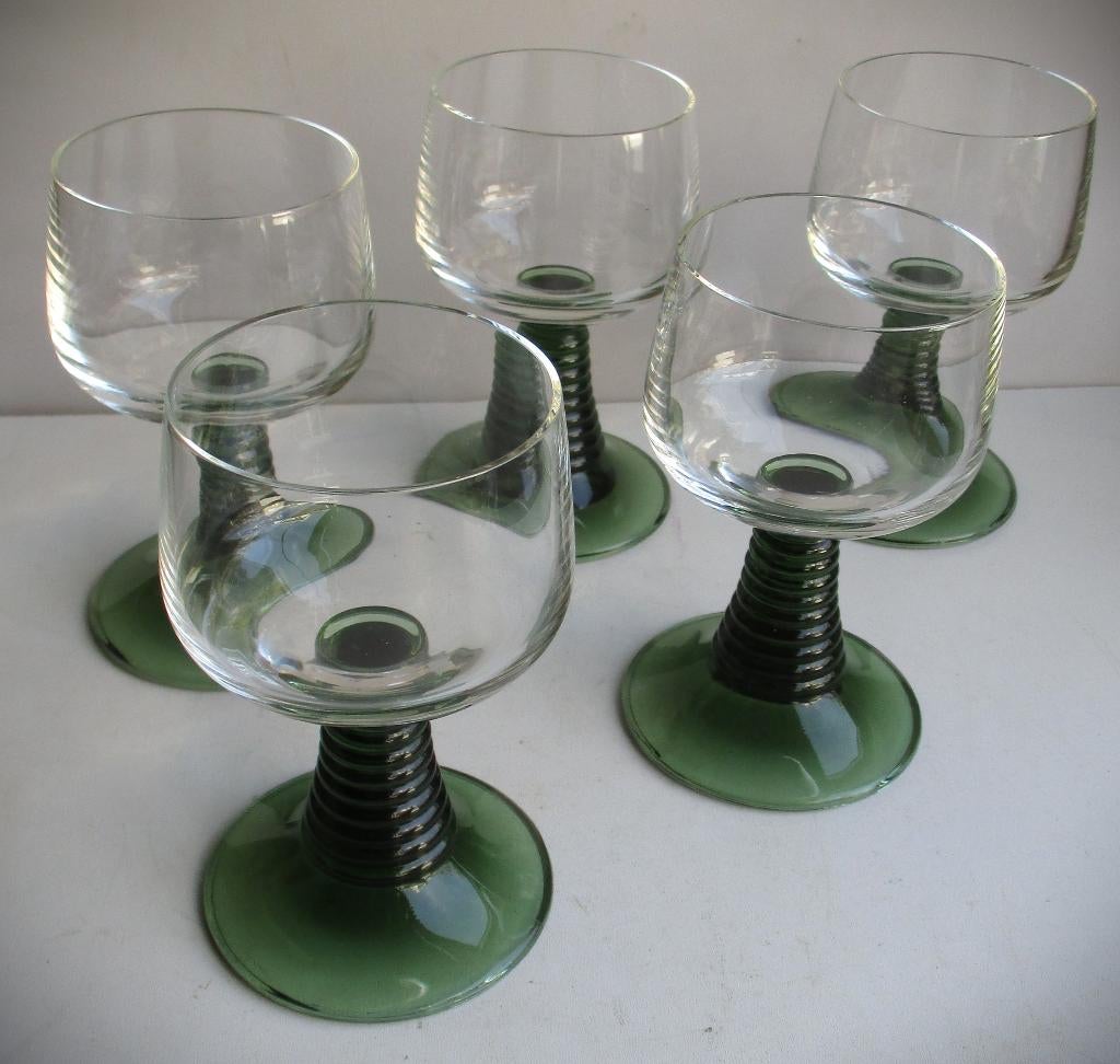 Moezelglas~Moezelglazen~Groene Voet~Moezelwijn glazen, Ophalen of Verzenden, Huis en Inrichting