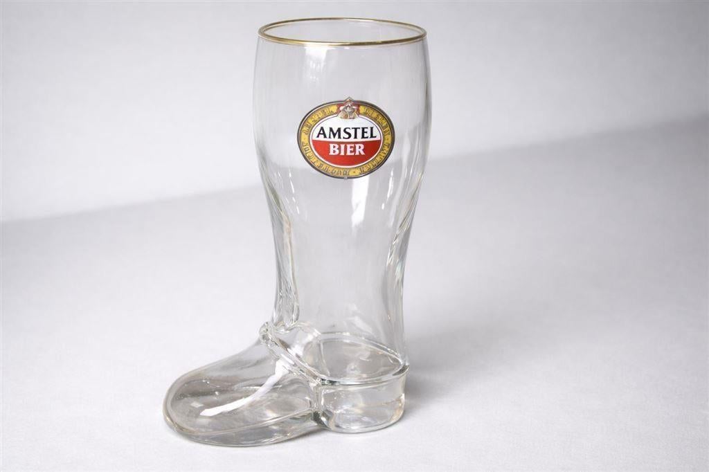 Klein Amstel glas-laarsje – 1970-1990 16,6 cm, Ophalen of Verzenden, Zo goed als nieuw, Glas of Glazen, Amstel