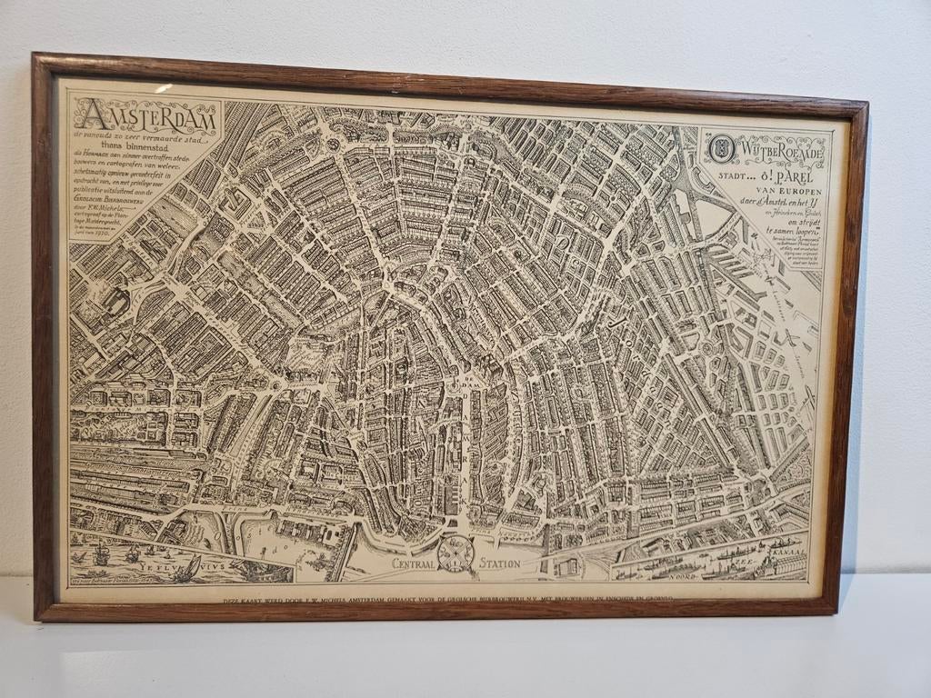 Lithografie binnenstad Amsterdam, 1970, Ophalen of Verzenden