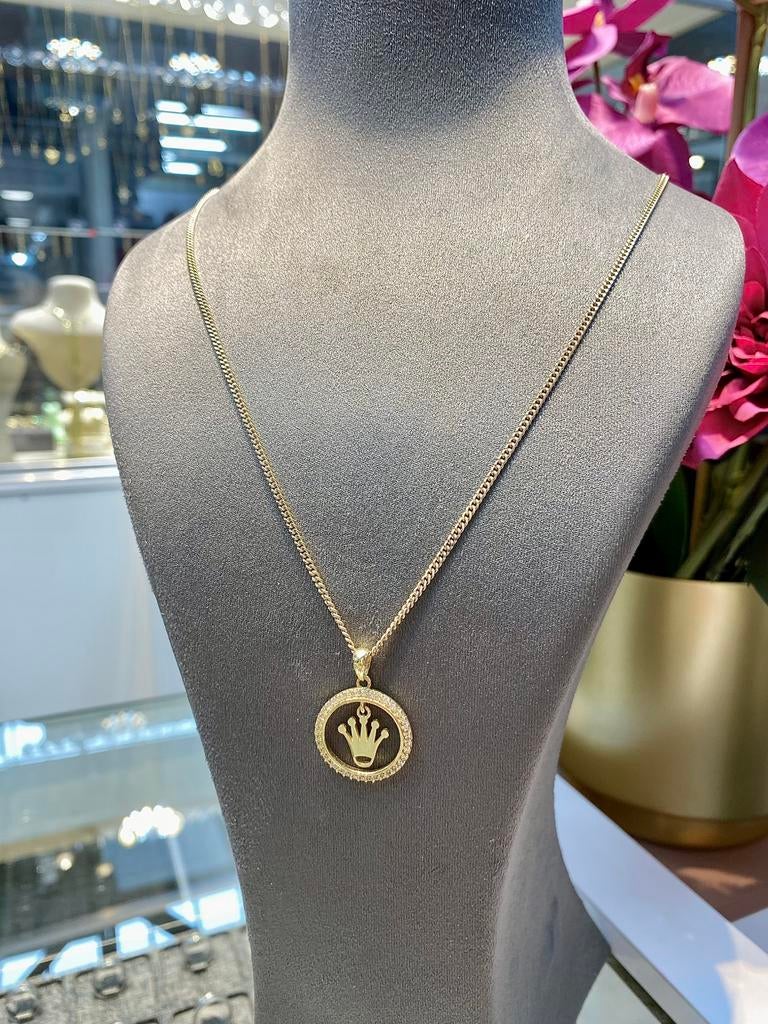 14k Massieve Ketting & Rolexhanger, Ophalen of Verzenden, Zo goed als nieuw, Goud