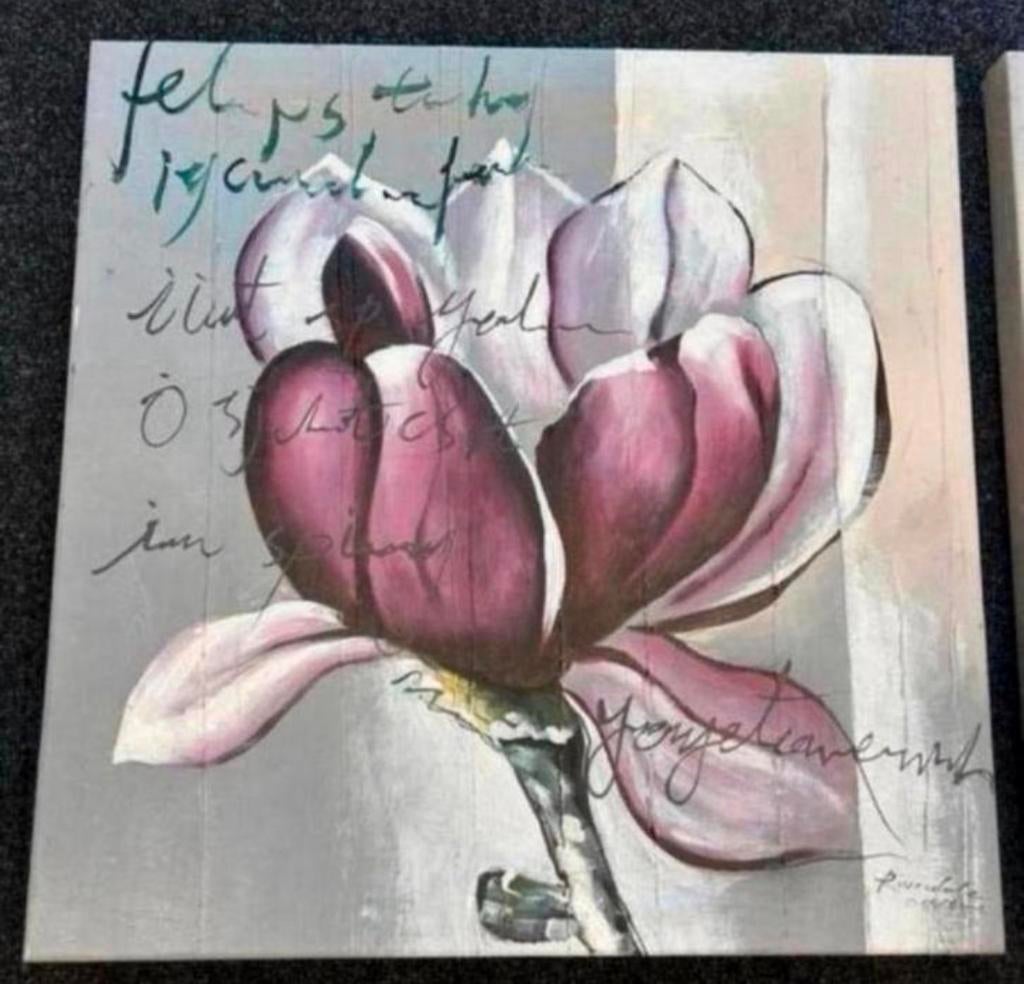 Set van 2 schilderijen met magnolia bloemen, Ophalen