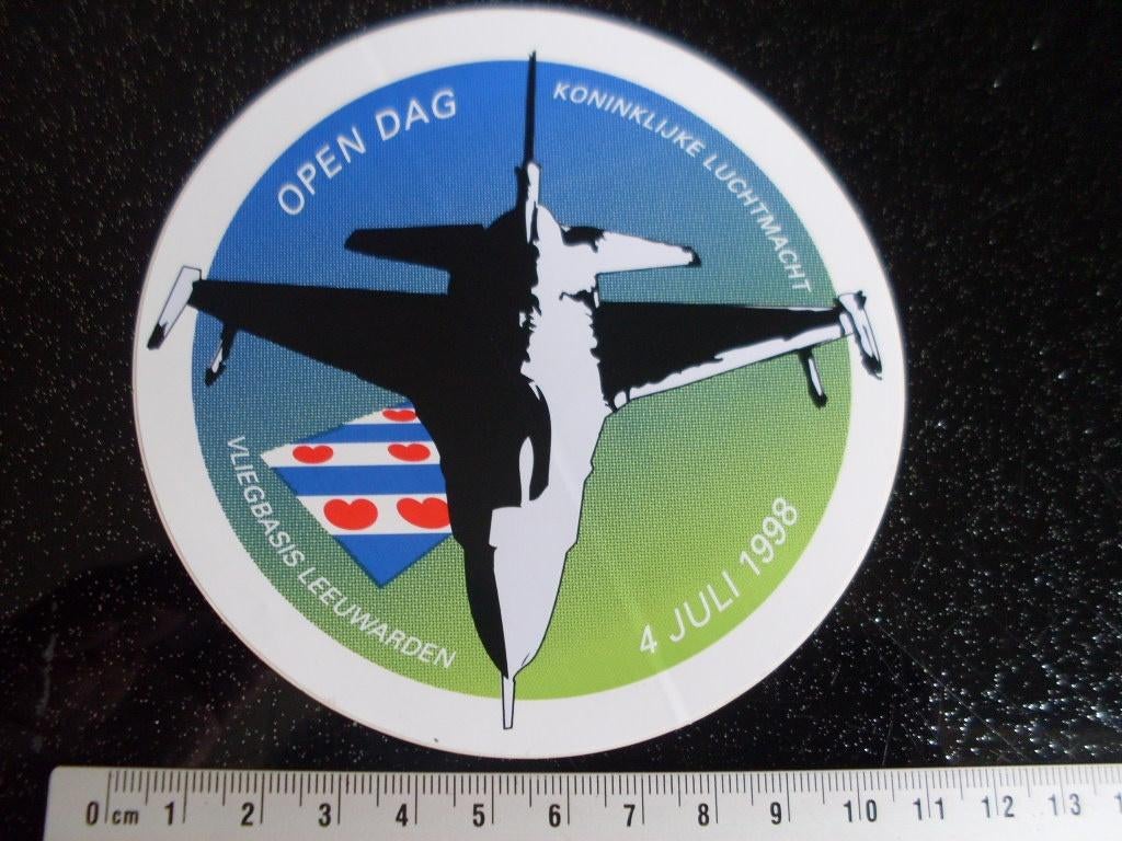 sticker open dag KLu 1998 vliegbasis leeuwarden straaljager, Verzamelen, Verzenden, Zo goed als nieuw, Bedrijf of Vereniging