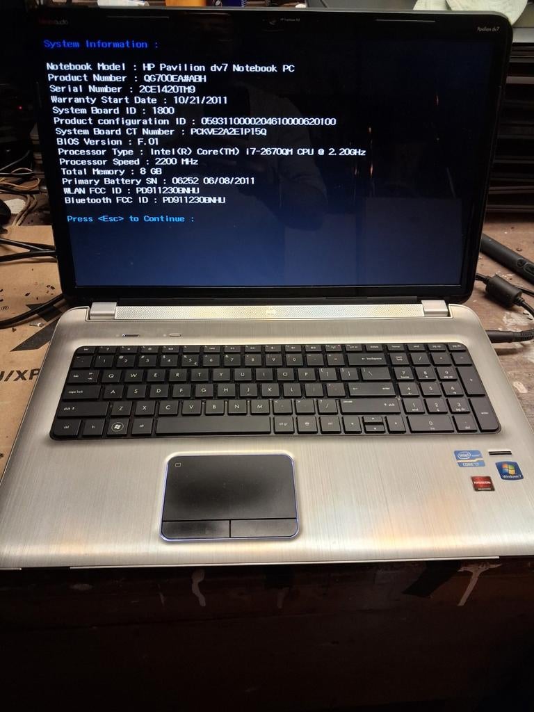 Top staat, HP Pavilion dv7 laptop, Intel Core i7, 8GB RAM, Ophalen of Verzenden, 15 inch, 2 tot 3 Ghz