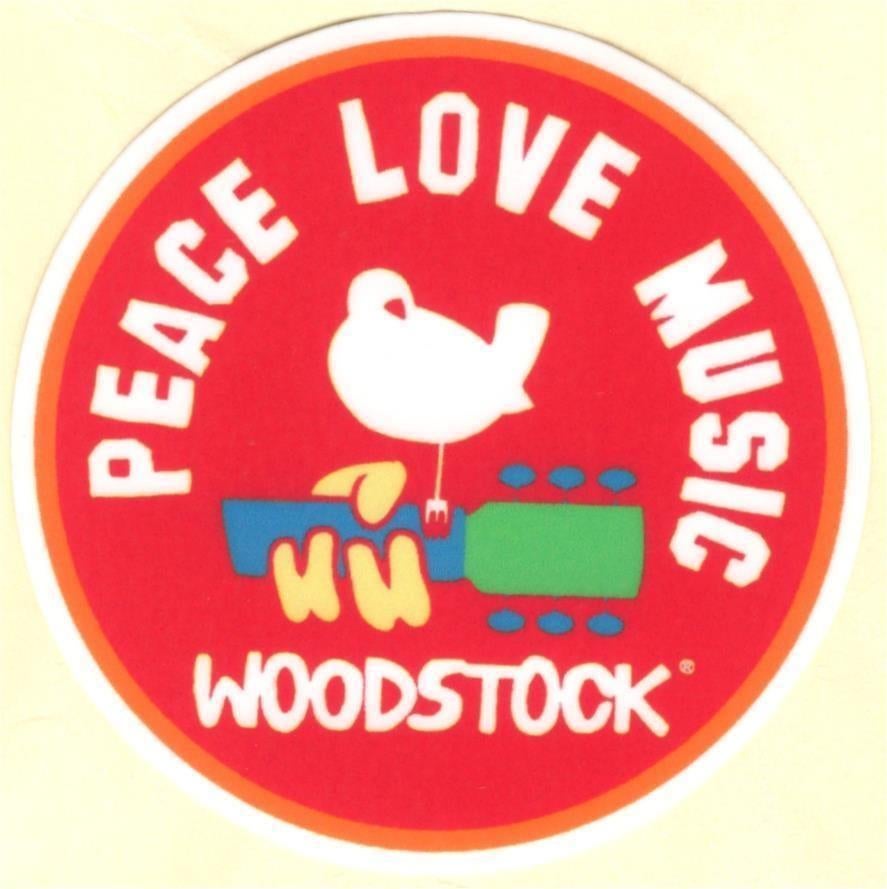 Woodstock Peace Love Music sticker #2, Ophalen of Verzenden, Nieuw, Foto of Kaart