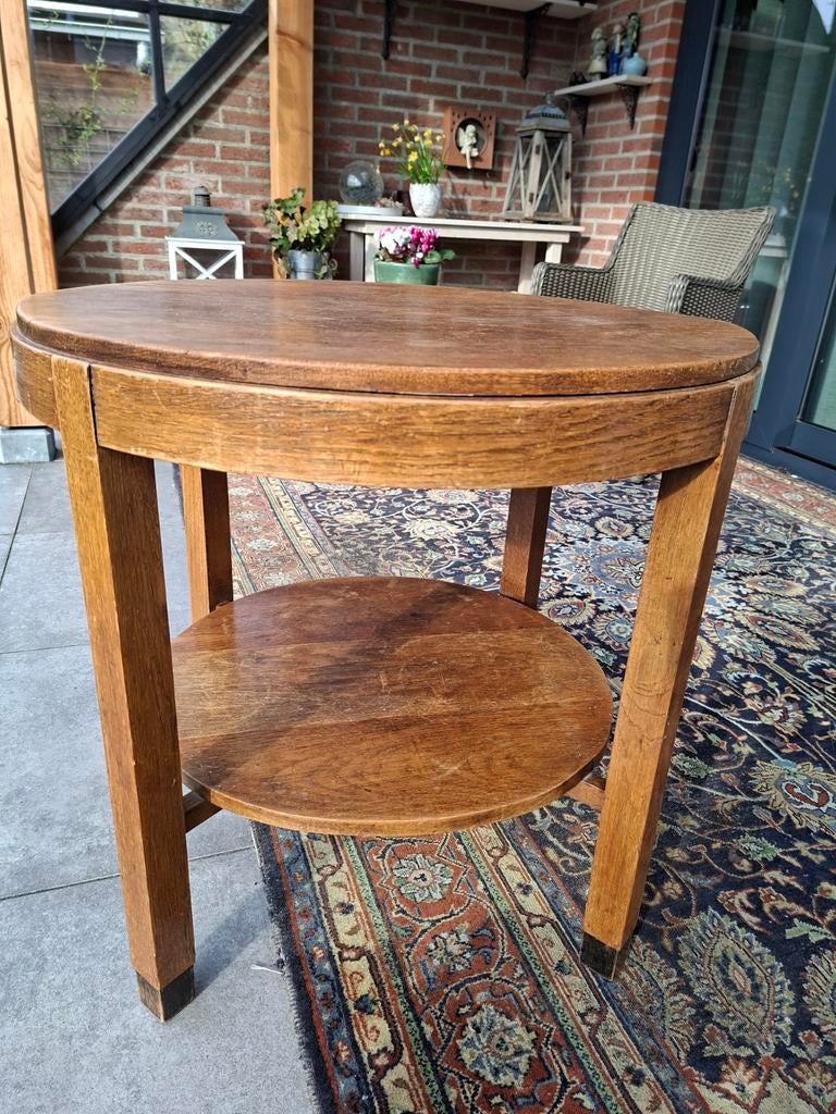 Antieke massief eiken bijzettafel, Ophalen